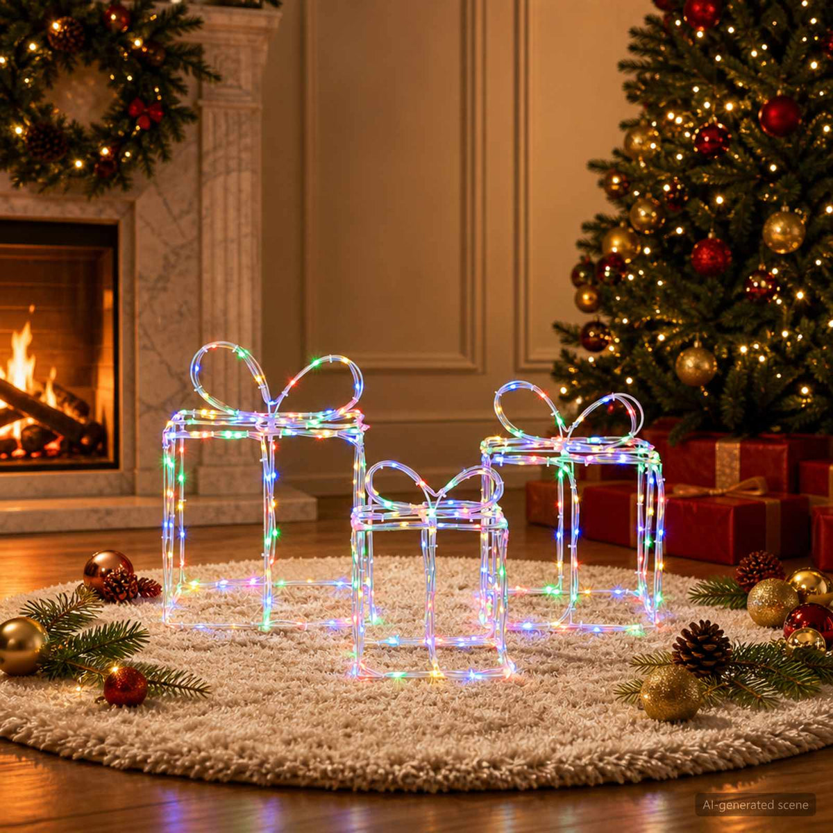 Christmas Lighted Gift Boxes LOVIISA 3 pcs 360 LEDs Multicolour