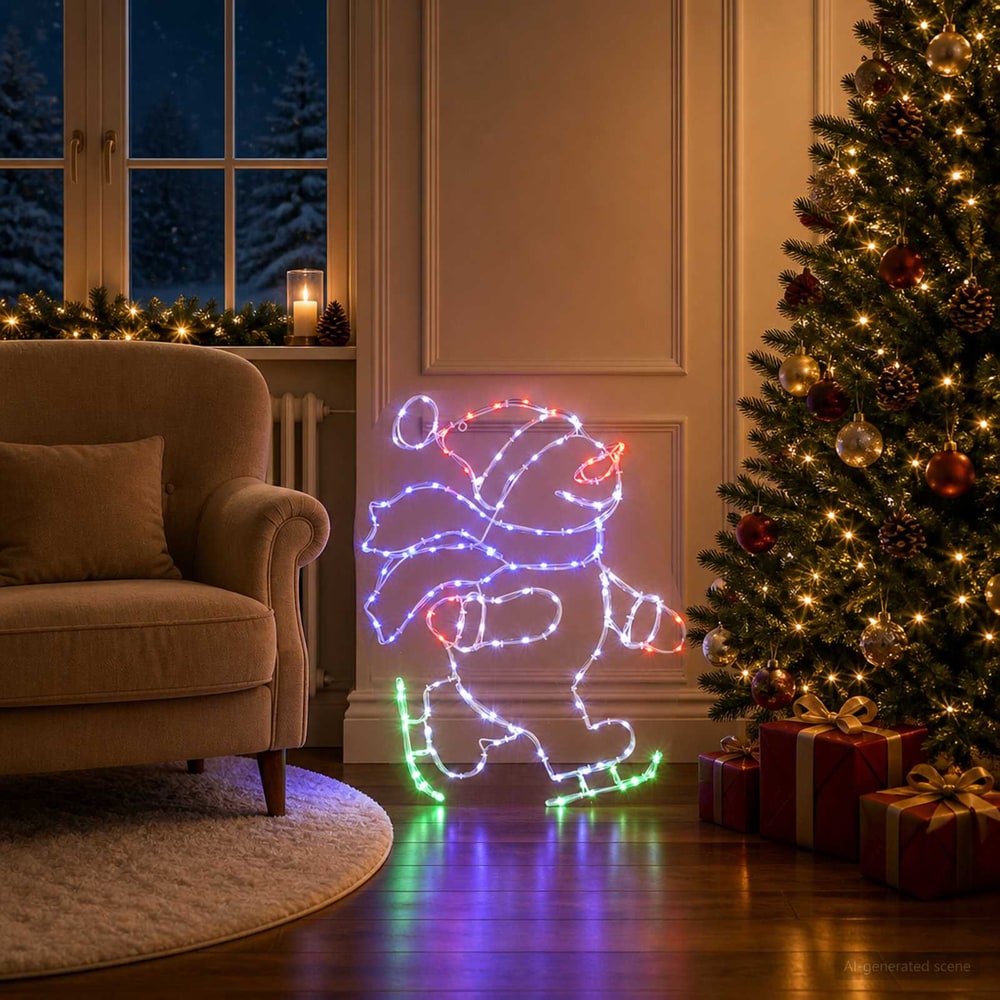 vidaXL LED Sign Skating Santa LOVIISA 120 LEDs Multicolour 53 x 70 cm 3