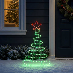LED Sign Christmas Tree LOVIISA 100 LEDs 51 x 99 cm Red and green