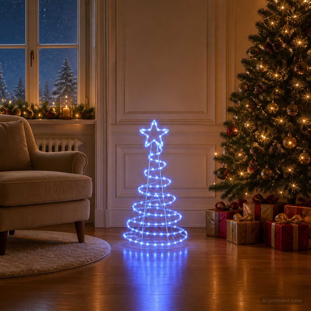 LED Sign Christmas Tree LOVIISA 100 LEDs 51 x 99 cm Blue