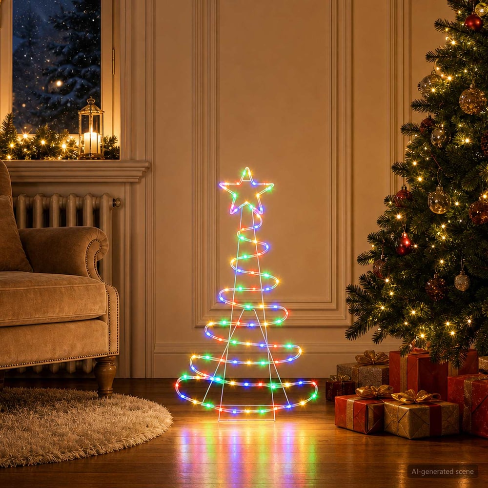 LED Sign Christmas Tree LOVIISA 100 LEDs 51 x 99 cm Multicolour