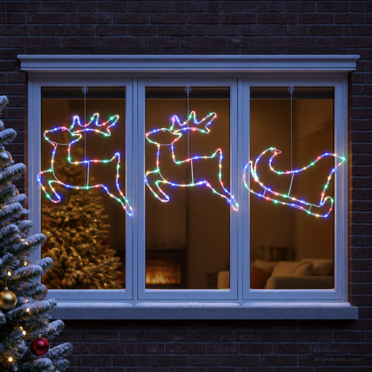 Reindeer and Sleigh Christmas Decoration LOVIISA 180 LEDs Multicolour