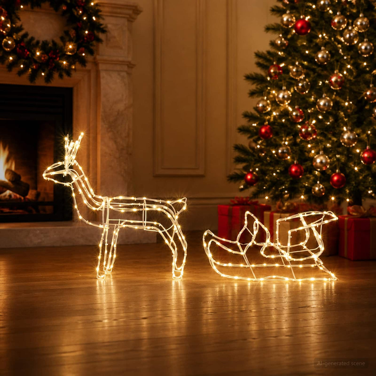 Reindeer and Sleigh Christmas Decoration LOVIISA 240 LEDs Warm white