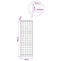 Gabion with 3.5 mm Wire and 10x10 cm Mesh 50x30x150 cm 50 cm