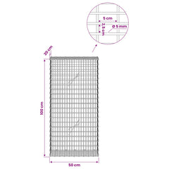 Gabion with 5 mm Wire and 5x2.5 cm Mesh 50x20x100 cm 50 cm