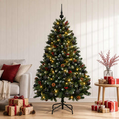 Artificial Christmas Tree Green Bauble LEDs Frosted Tips LEDs&black balls