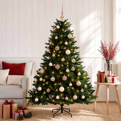 Artificial Christmas Tree Bauble LEDs Green pink balls