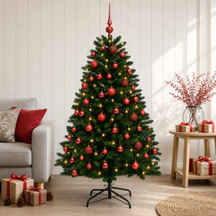 Artificial Christmas Tree Mid-green Ornament Medium Green LEDs&red balls