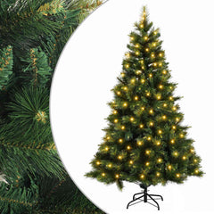 Artificial Christmas Tree with Bauble 300 LEDs Green Height 210 cm with LEDs
