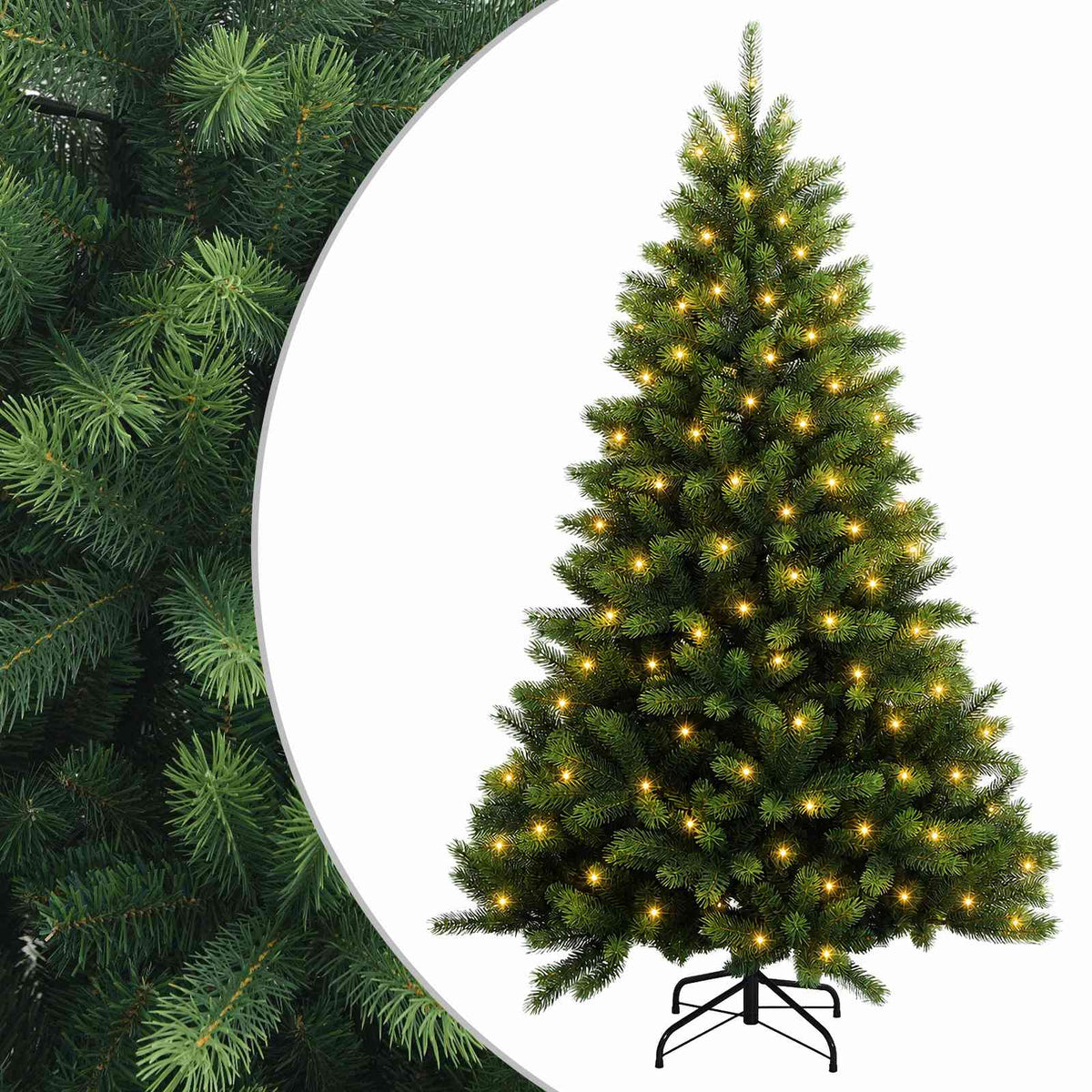 Artificial Christmas Tree with Bauble 300 LEDs Green 180 cm with LEDs