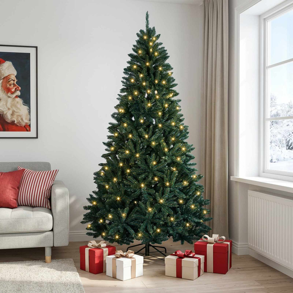 Artificial Christmas Tree Bauble Dark Green LEDs