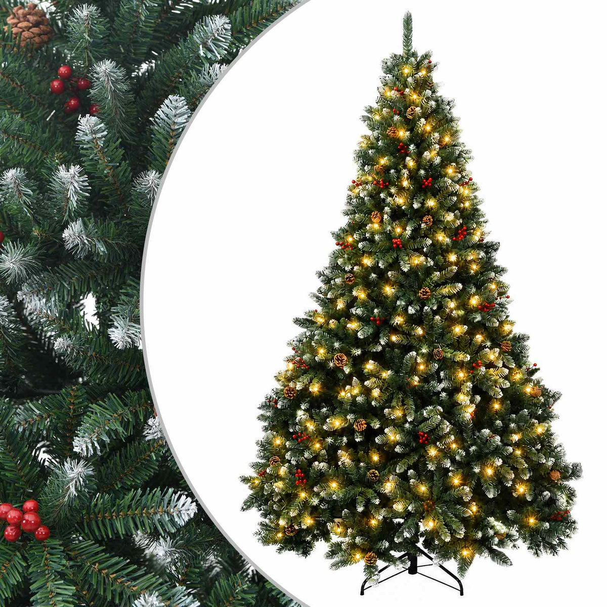 Artificial Christmas Tree Green Bauble LEDs Frosted Tips