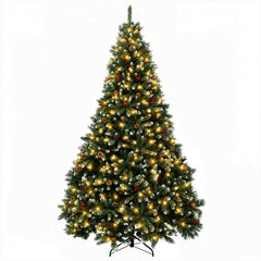 Artificial Christmas Tree Green Bauble LEDs Frosted Tips