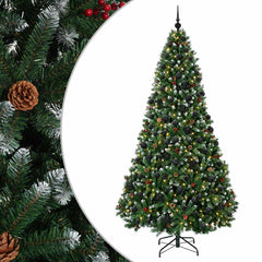 Artificial Christmas Tree Green with Bauble 180 cm 300 LEDs Green with Frosted Tips Ø 90 x 180 cm with 300 LEDs&black balls