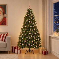 Artificial Christmas Tree Mid-green Bauble LEDs Medium Green LEDs&pink balls