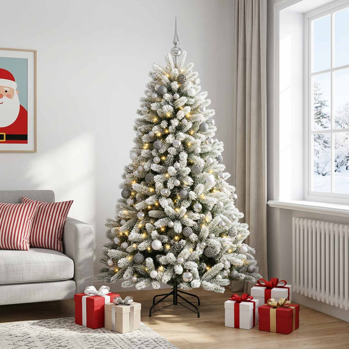 vidaXL Artificial Christmas Tree with Bauble 180 cm 300 LEDs 3