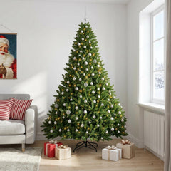 Artificial Christmas Tree with Baubles 300 cm Light Green Ø 177 x 300 cm with 300 LEDs&silver balls