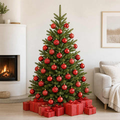 Christmas Ball Set 50 pcs Dia. 8 cm Polystyrene Black–White Red