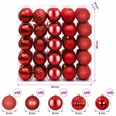 vidaXL Christmas Ball Set 50 pcs Red 8 cm Polystyrene 6