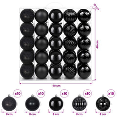 vidaXL Christmas Ball Set 50 pcs Black 8 cm Polystyrene 6