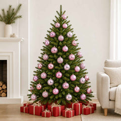 Christmas Ball Set 50 pcs Dia. 8 cm Polystyrene Black–White Pink