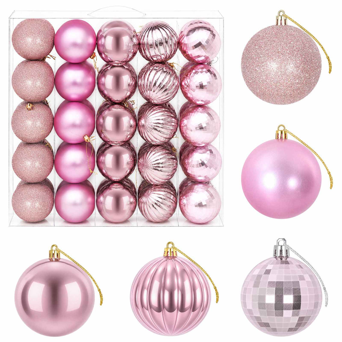vidaXL Christmas Ball Set 50 pcs Pink 8 cm Polystyrene 2
