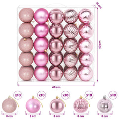 vidaXL Christmas Ball Set 50 pcs Pink 8 cm Polystyrene 6
