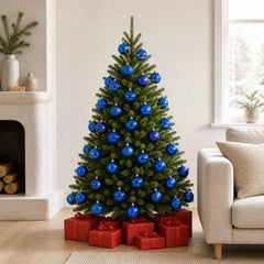 Christmas Ball Set 50 pcs Dia. 8 cm Polystyrene Black–White Blue
