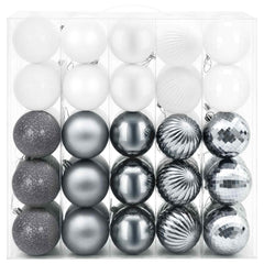 vidaXL Christmas Ball Set 50 pcs White and Grey 8 cm Polystyrene 3