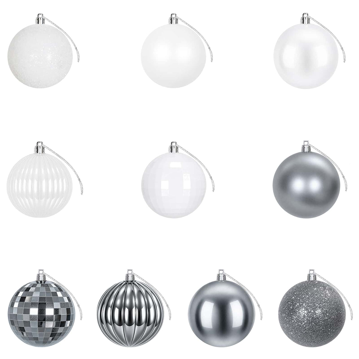 vidaXL Christmas Ball Set 50 pcs White and Grey 8 cm Polystyrene 4