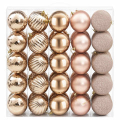 Christmas Ball Set 50 pcs Dia. 8 cm Polystyrene Black–White Rose gold