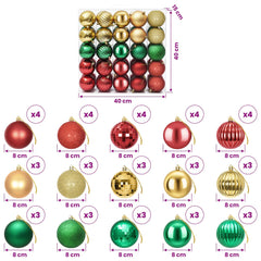 vidaXL Christmas Ball Set 50 pcs Red, Gold and Green 8 cm Polystyrene 6