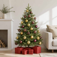 Christmas Ball Set 50 pcs Dia. 8 cm Polystyrene Black–White Brown and gold
