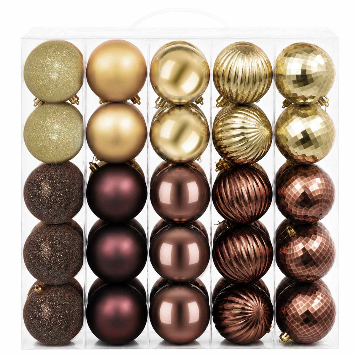 vidaXL Christmas Ball Set 50 pcs Brown and Gold 8 cm Polystyrene 3