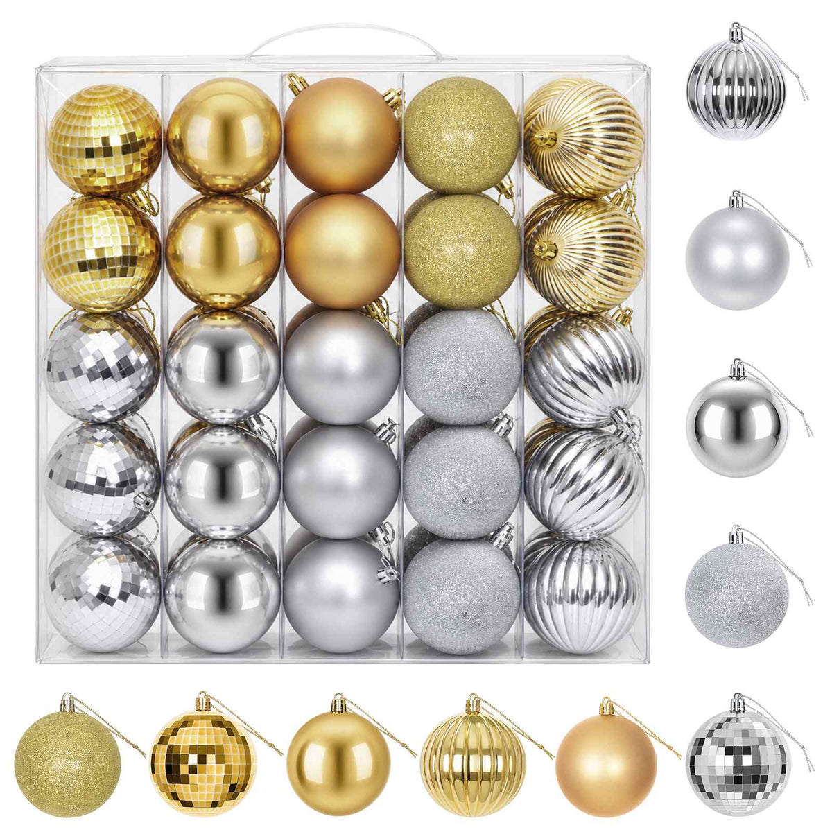 vidaXL Christmas Ball Set 50 pcs Silver and Gold 8 cm Polystyrene 2