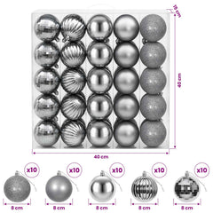 vidaXL Christmas Ball Set 50 pcs Grey 8 cm Polystyrene 6