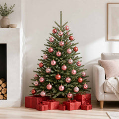 Christmas Ball Set 50 pcs Dia. 8 cm Polystyrene Black–White Pink and rose