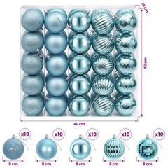 vidaXL Christmas Ball Set 50 pcs Turquoise 8 cm Polystyrene 6
