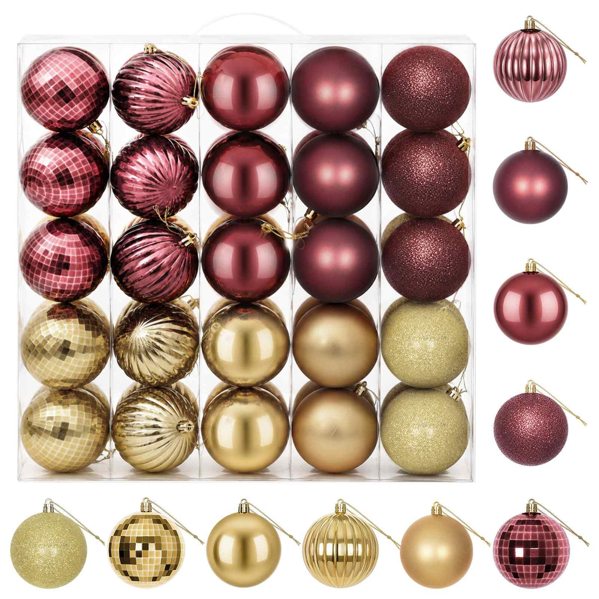 vidaXL Christmas Ball Set 50 pcs Gold and Wine Red 8 cm Polystyrene 2