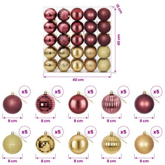 vidaXL Christmas Ball Set 50 pcs Gold and Wine Red 8 cm Polystyrene 6