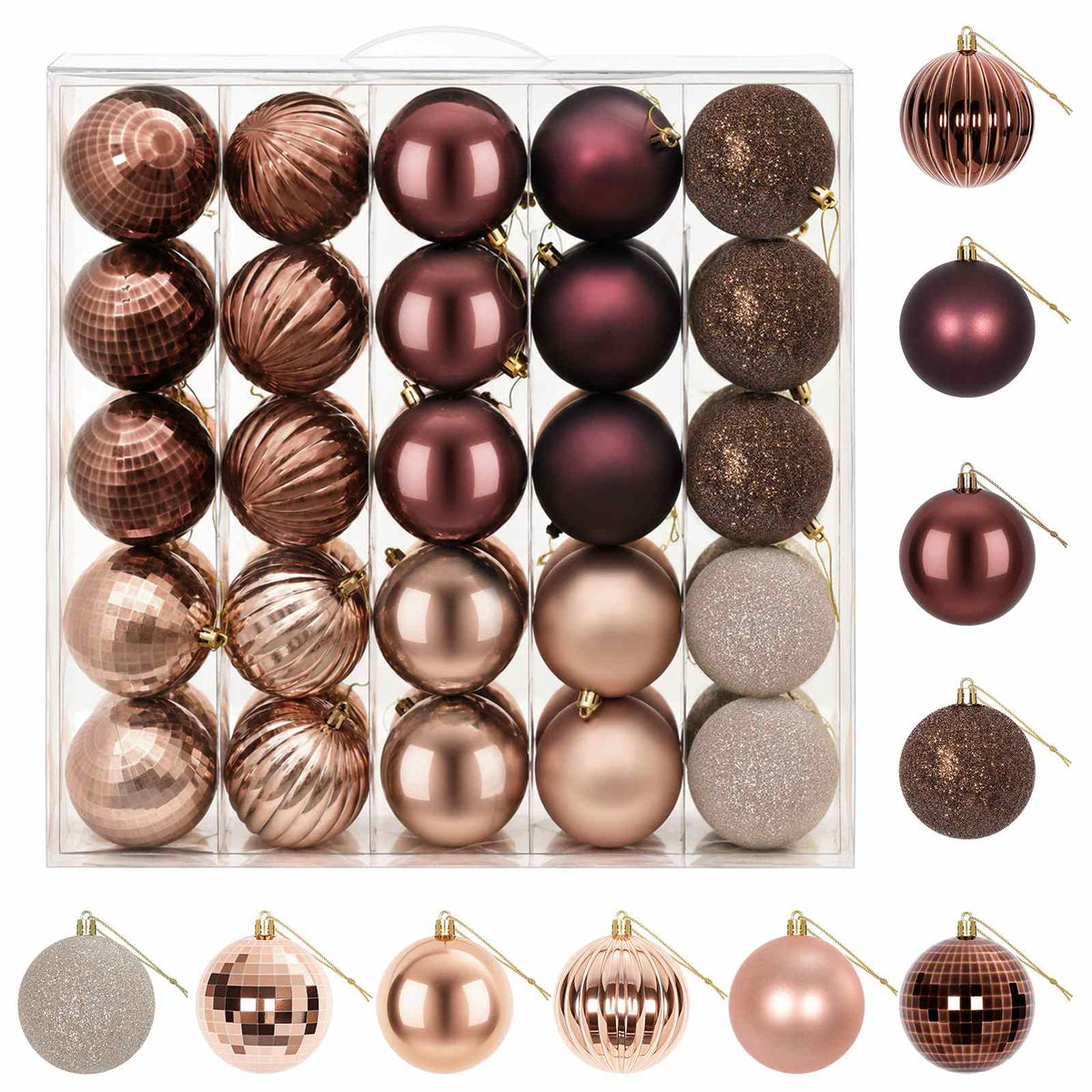 vidaXL Christmas Ball Set 50 pcs Champagne and Brown 8 cm Polystyrene 2