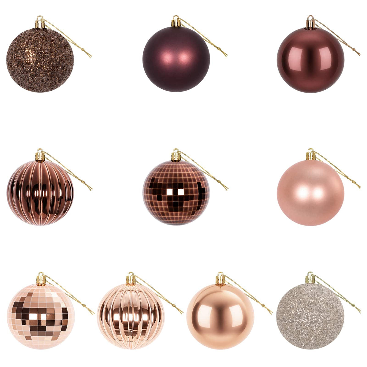 vidaXL Christmas Ball Set 50 pcs Champagne and Brown 8 cm Polystyrene 4