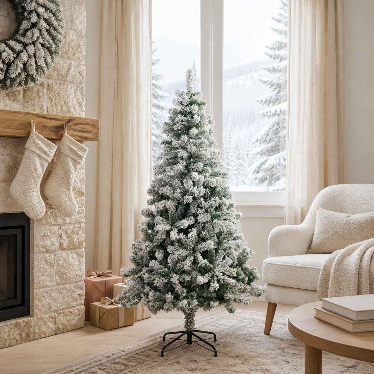 vidaXL Artificial Christmas Tree 120 cm PVC and Steel Green and White 1