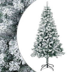 vidaXL Artificial Christmas Tree 120 cm PVC and Steel Green and White 2