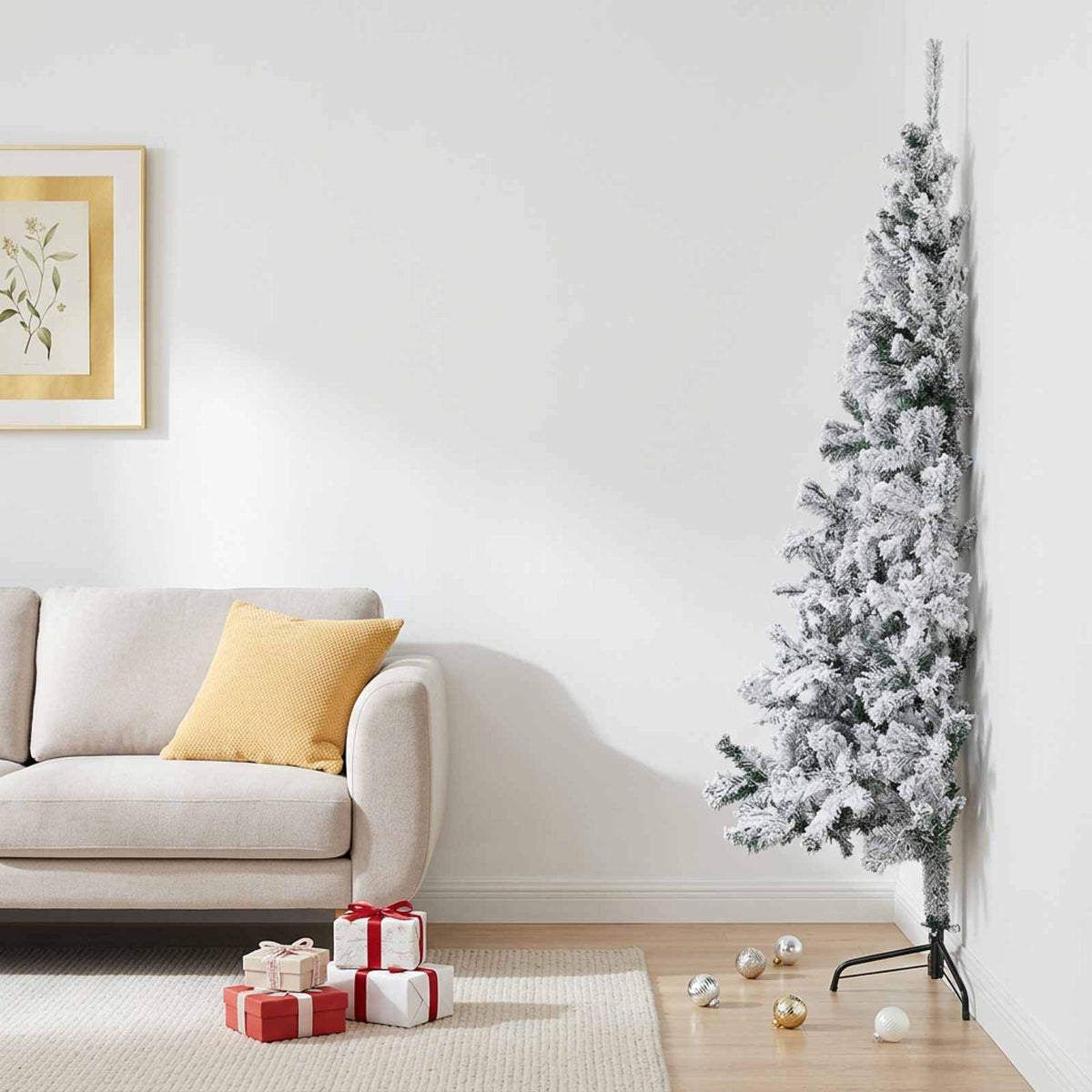 Artificial Half Christmas Tree with Stand PVC 240 cm Green and white