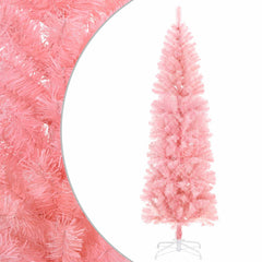 vidaXL Artificial Slim Christmas Tree 180 cm PVC and Steel Pink 2