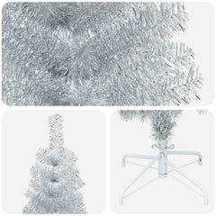 vidaXL Artificial Slim Christmas Tree 180 cm PVC and Steel Silver 4