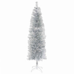 Artificial Slim Christmas Tree PVC and Steel Silver
