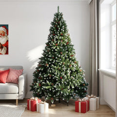Artificial Christmas Tree Green with Bauble 210 cm 300 LEDs Green with Frosted Tips Ø 138 x 210 cm without LED