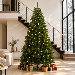 vidaXL Artificial Hinged Christmas Tree 270 cm 600 LEDs Warm White PVC 3